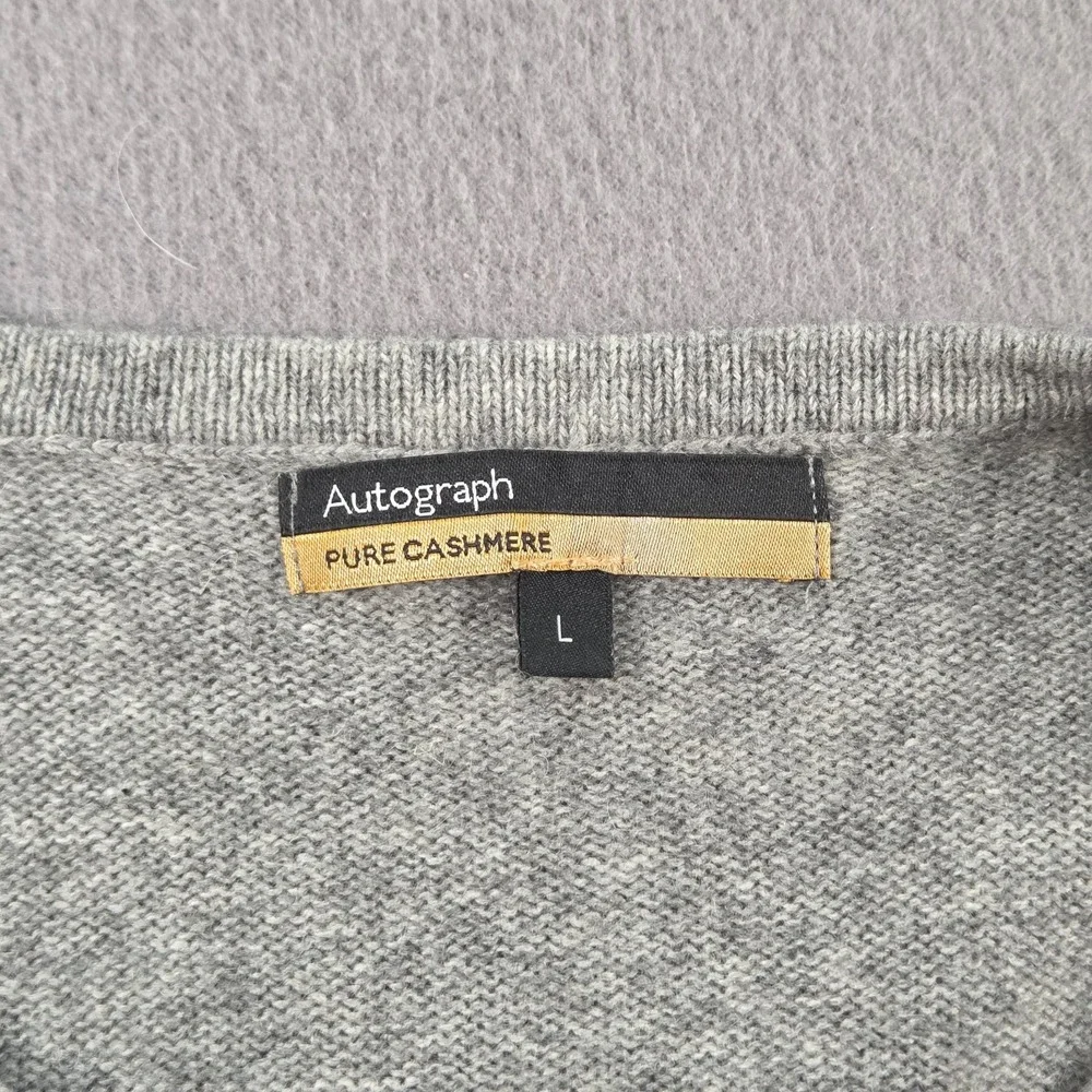 Autograph Sweater Mens Large Grey 100% Cashmere Crewneck Pullover M&S T30 09338